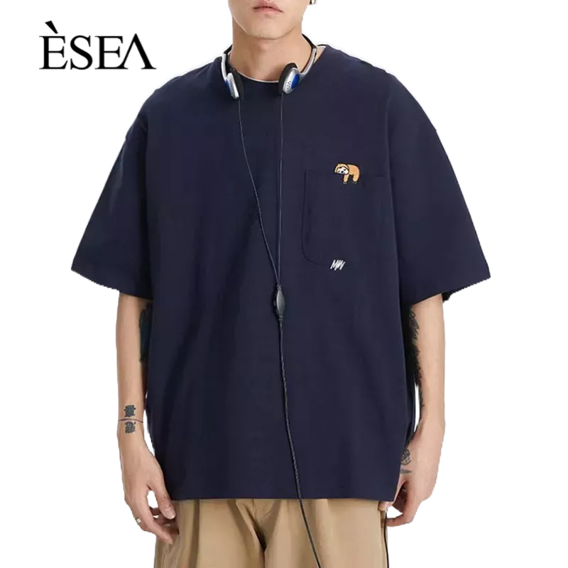esea-เสื้อยืดผู้ชาย-หลากหลาย-แฟชั่นลำลอง-เสื้อยืดผู้ชาย-เทรนด์ใหม่-ปักการ์ตูน-แขนสั้น