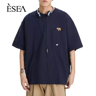 ESEA เสื้อยืดผู้ชาย หลากหลาย แฟชั่นลำลอง เสื้อยืดผู้ชาย เทรนด์ใหม่ ปักการ์ตูน แขนสั้น