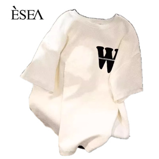 ESEA เสื้อยืดผู้ชายแฟชั่นที่เรียบง่ายใหม่เสื้อยืดผู้ชายคอกลมแขนสั้นอารมณ์วรรณกรรมมาตรฐาน