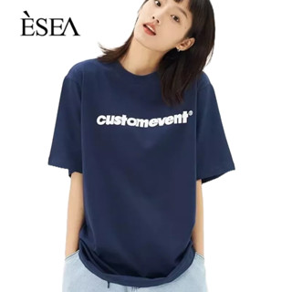 ESEA เสื้อยืดผู้ชาย คอกลม พิมพ์ลายตัวอักษร แฟชั่น เทรนด์ใหม่ แขนสั้น เสื้อยืดผู้ชาย