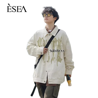 ESEA เสื้อโค้ทผู้ชาย: พิมพ์ตัวอักษรสตรีทแฟชั่นสไตล์ยุโรปและอเมริกา, เสื้อโค้ทผู้ชายคู่วินเทจยอดนิยม