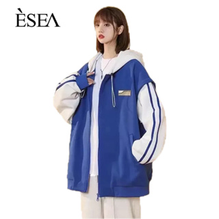 ESEA การออกแบบเสื้อโค้ทผู้ชายให้ความรู้สึกปลอมสองสไตล์ INS สไตล์ยุโรปและอเมริกาหลวมฤดูใบไม้ผลิและฤดูใบไม้ร่วงเสื้อโค้ทลําลองผู้ชายบาง ๆ
