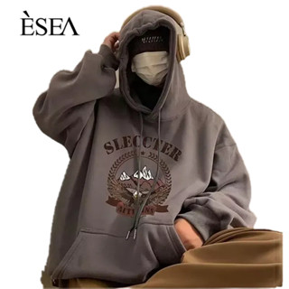 ESEA เสื้อสเวตเตอร์ผู้ชาย, สไตล์ยุโรปและอเมริกา, ฤดูใบไม้ร่วงและฤดูหนาวมีฮู้ดพิมพ์ภูเขาหิมะ, แฟชั่นวรรณกรรมประจําวัน, เสื้อสเวตเตอร์แฟชั่นผู้ชาย