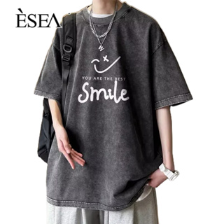 ESEA เสื้อยืดผู้ชาย แฟชั่นสบายๆ เสื้อยืดผู้ชาย เทรนด์ญี่ปุ่น คอกลม แขนสั้น เยาวชน