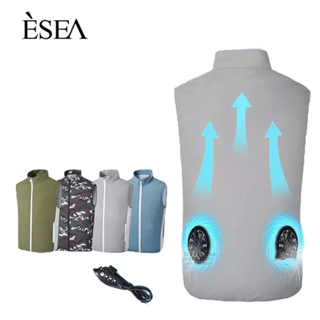 ESEA เสื้อแขนกุดระบายความร้อนกลางแจ้งอเนกประสงค์เครื่องมือหลวมสบายสบายพัดลมเสื้อผ้า