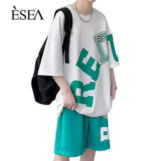 ESEA ชุดสูทผู้ชาย, กางเกงขาสั้นฤดูร้อน, ชุดสูทแฟชั่นพิมพ์ลายสบาย ๆ
