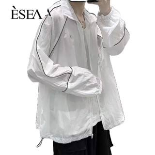 ESEA เสื้อแจ็คเก็ตบางผู้ชายสะท้อนแสงป้องกันแสงแดดเสื้อผ้าเด็กวัยรุ่นสวมใส่สบาย    การเชื่อมต่อแบบเรียบง่าย