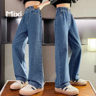 MIXI กางเกงเด็กหญิง กางเกงยีนส์ ขากระบอกตรงทรงหลวม MIX243