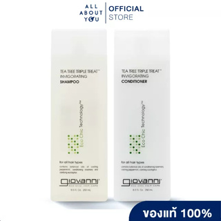 สินค้า [เซ็ทคู่ ลดผมร่วง] Giovanni Eco Chic Tea Tree Triple Treat Invigorating Shampoo+Conditioner8.5 250ml