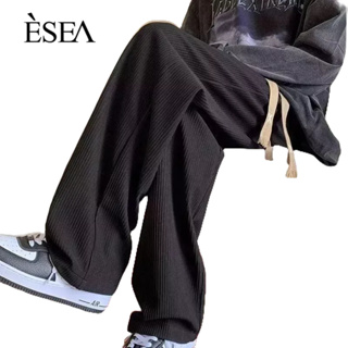 ESEA กางเกงขายาวผู้ชาย, สไตล์ยุโรปและอเมริกา, ถนนสูง, แฟชั่นบางฤดูร้อน, แฟชั่นตรง, กางเกงลําลองผู้ชายสีทึบ