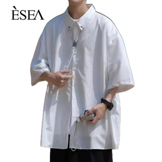 ESEA เสื้อเชิ้ตผู้ชาย เทรนด์แฟชั่น สีพื้น ลำลอง เสื้อเชิ้ตผู้ชายอเนกประสงค์ แขนสั้น ยอดนิยม