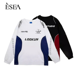 ESEA เสื้อสเวตเตอร์แขนยาวผู้ชายสไตล์ยุโรปและอเมริกันฤดูใบไม้ร่วงใหม่วินเทจยอดนิยมรถจักรยานยนต์ผู้ชายแฟชั่นเสื้อสเวตเตอร์แขนยาว