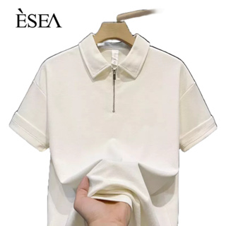 ESEA เสื้อยืดผู้ชายญี่ปุ่นใหม่สีทึบเรียบง่ายแฟชั่นแขนสั้นแนวโน้มมาตรฐานเสื้อโปโล