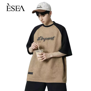 ESEA เสื้อยืดผู้ชาย แฟชั่นญี่ปุ่น ใหม่ เสื้อยืดผู้ชาย คอกลม ยอดนิยม เทรนด์ศิลปะประจำวัน แขนสั้น