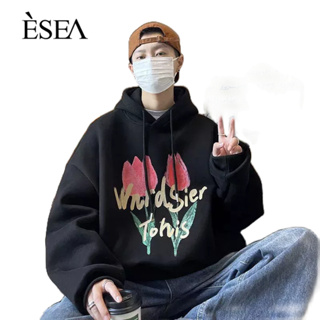 ESEA ผู้ชายเสื้อสเวตเตอร์มีฮู้ดผู้ชายสไตล์ฮ่องกงวัยรุ่น คู่จัมเปอร์ลําลองหลวมกับแจ็คเก็ตขนแกะ