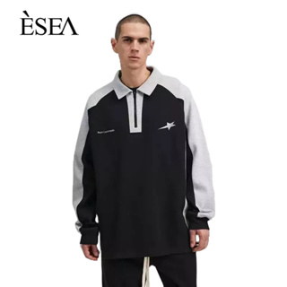 ESEA เสื้อสเวตเตอร์ซิปผู้ชายลําลองสไตล์เรียบง่าย INS เสื้อสเวตเตอร์แขนยาวผู้ชายหลวม