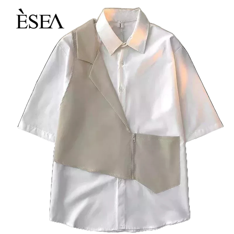 esea-เสื้อเชิ้ตผู้ชายแฟชั่น-เสื้อเชิ้ตผู้ชายลายคู่หลวม-ๆ