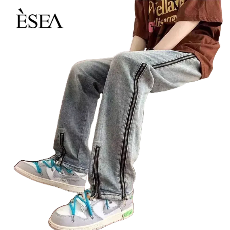 esea-กางเกงผู้ชาย-แบรนด์อินเทรนด์สไตล์-ins-ฤดูใบไม้ผลิและฤดูใบไม้ร่วงถนนสูง-สไตล์ยุโรปและอเมริกา-ซิป-หลวม-กางเกงลําลองผู้ชายระดับไฮเอนด์