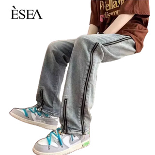 ESEA กางเกงผู้ชาย, แบรนด์อินเทรนด์สไตล์ INS, ฤดูใบไม้ผลิและฤดูใบไม้ร่วงถนนสูง, สไตล์ยุโรปและอเมริกา, ซิป, หลวม, กางเกงลําลองผู้ชายระดับไฮเอนด์