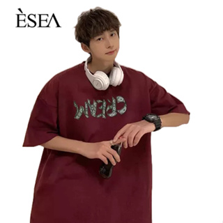 ESEA เสื้อยืดผู้ชาย เทรนด์แฟชั่น หลวม คู่ เสื้อยืดผู้ชาย ย้อนยุค สบาย ๆ ทุกการแข่งขัน ผู้ชาย แขนสั้น