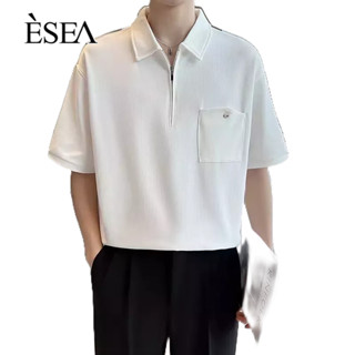 ESEA เสื้อยืดผู้ชาย ins ขี้เกียจมาตรฐานอารมณ์เสื้อยืดผู้ชายแขนสั้นยอดนิยมที่เรียบง่ายและหลากหลาย