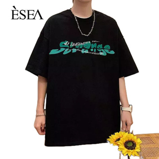 ESEA ผู้ชายเสื้อยืดใหม่ถนนสูงอินหลวมคู่ผู้ชายเสื้อยืดผ้าฝ้ายบริสุทธิ์ในยุโรปและอเมริกาพิมพ์แฟชั่