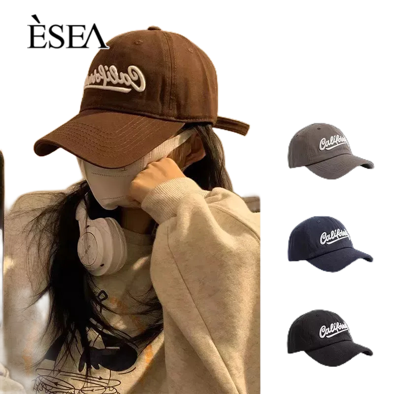 esea-หมวกผู้ชายแฟชั่นจดหมายปักกลางแจ้งนุ่มด้านบนหมวกเบสบอลกีฬา