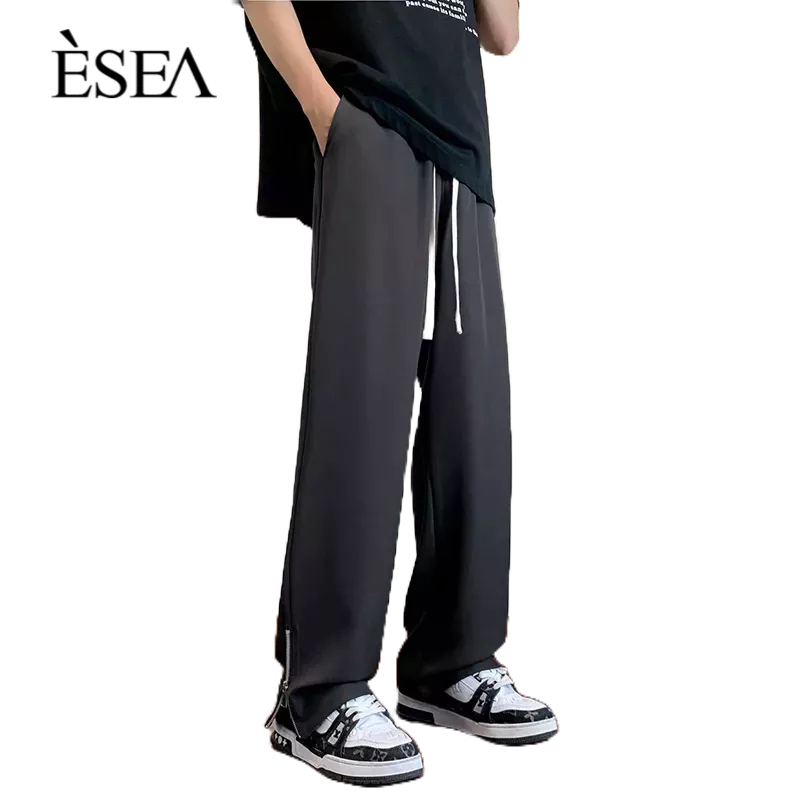 esea-กางเกงขายาวผู้ชายแฟชั่นใหม่ทั้งหมดตรงกับแฟชั่นสบาย-ๆ-วรรณกรรมหลวมกางเกงขายาวผู้ชายสีทึบ
