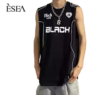 ESEA เสื้อกั๊กผู้ชายวรรณกรรมมาตรฐาน ins เสื้อกั๊กผู้ชายที่เรียบง่ายเทรนด์ใหม่คอกลมแฟชั่นเสื้อยืดแขนกุด