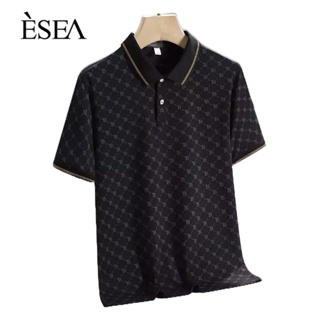 ESEA เสื้อยืดผู้ชายมาตรฐานยอดนิยมทุกอารมณ์เสื้อโปโลใหม่สีทึบอินเทรนด์แขนสั้น