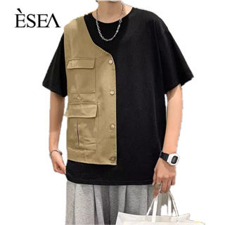 ESEA  เสื้อยืดผู้ชาย แฟชั่นยอดนิยม หลวม ผู้ชาย แขนสั้น ทุกการแข่งขัน อารมณ์ เสื้อยืดผู้ชายที่เรียบง่าย