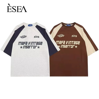 ESEA ผู้ชายแขนสั้นแฟชั่นพิมพ์ใหม่ฤดูร้อนที่เรียบง่าย crewneck ผู้ชายแขนสั้นลําลอง