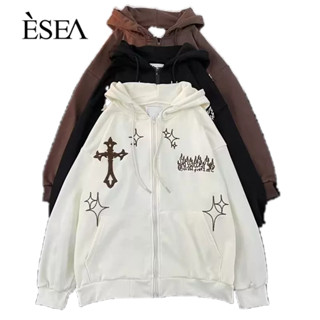 ESEA เสื้อโค้ทผู้ชายแบรนด์อินเทรนด์วินเทจฤดูใบไม้ผลิและฤดูใบไม้ร่วงข้ามสไตล์ยุโรปและอเมริกามีฮู้ดเสื้อโค้ทลําลองผู้ชายบางหลวม