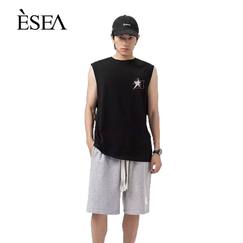 esea-ผู้ชายเสื้อกั๊กผ้าฝ้ายบริสุทธิ์ทั้งหมด-การแข่งขันพิมพ์หลวมแนวโน้มเสื้อกั๊กผู้ชายแฟชั่นสูงถน