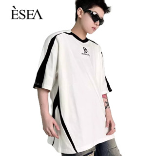 ESEA เสื้อยืดผู้ชาย เทรนด์แฟชั่น ins แขนสั้น คอกลม เสื้อยืดผู้ชายญี่ปุ่น