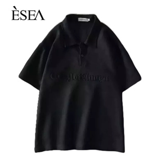 ESEA เสื้อยืดผู้ชายแฟชั่นเทรนด์เรียบง่ายเสื้อยืดผู้ชายญี่ปุ่นหลวมสบาย ๆ พิมพ์ลายเยาวชนผู้ชายแขนสั้น