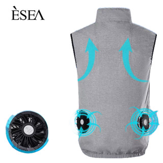 ESEA เสื้อผ้าพัดลมระบายความร้อน pse ได้รับการรับรองเสื้อกั๊กพัดลม 19V เครื่องทำความเย็นของผู้ชาย