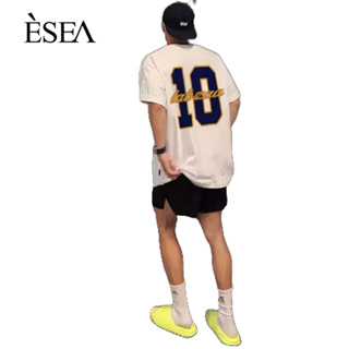 ESEA ผู้ชายเสื้อยืดแนวโน้มใหม่แฟชั่นผู้ชายที่เรียบง่ายเสื้อยืดประจำวันรอบคอกีฬาลำลองแขนสั้น