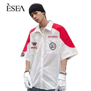 ESEA เสื้อเชิ้ตผู้ชายปกลำลองเสื้อเชิ้ตผู้ชายเทรนด์แฟชั่นใหม่ชุดแข่ง