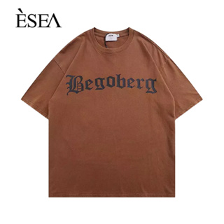 ESEA เสื้อยืดผู้ชายย้อนยุคที่นิยมอเมริกันเสื้อยืดผู้ชายรอบคอแฟชั่นพิมพ์แขนสั้น