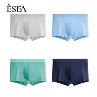 ESEA ชุดชั้นในผู้ชาย, ผ้าไหมน้ําแข็งบางระบายอากาศบรรจุภัณฑ์ต้านเชื้อแบคทีเรีย, ผ้าฝ้ายฤดูร้อนที่สะดวกสบายสีทึบกางเกงบ็อกเซอร์ผู้ชาย