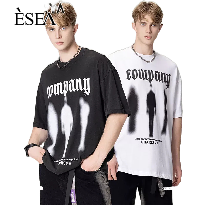 esea-เสื้อยืดผู้ชายสไตล์อเมริกันอารมณ์คู่เสื้อยืดแฟชั่นพิมพ์ลำลองทุกการแข่งขันลำลองผู้ชายแขนสั้น