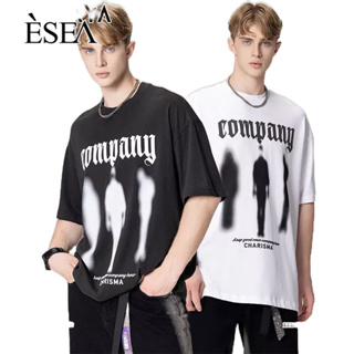 ESEA เสื้อยืดผู้ชายสไตล์อเมริกันอารมณ์คู่เสื้อยืดแฟชั่นพิมพ์ลำลองทุกการแข่งขันลำลองผู้ชายแขนสั้น