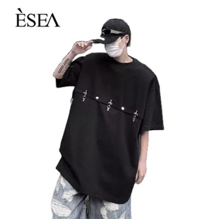 ESEA ผู้ชายเสื้อยืดแฟชั่นทั้งหมด-การแข่งขันลำลองผู้ชายเสื้อยืดอเมริกันย้อนยุคโลหะหัวเข็มขัด