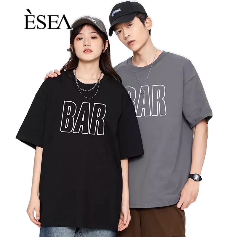 esea-เสื้อยืดผู้ชาย-ผ้าฝ้าย-ลำลอง-สบาย-แฟชั่น-คู่-เสื้อยืด-แนวโน้ม-หลวม-เรียบง่าย-ผู้ชาย-แขนสั้น