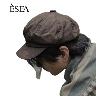 ESEA หมวกผู้ชายบางสไตล์ยุโรปและอเมริกาแฟชั่นวินเทจสีทึบหมวกเบเร่ต์