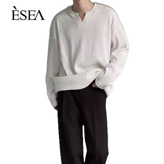 ESEA เสื้อสเวตเตอร์ผู้ชายทุกวันออกแบบคอวีความรู้สึกแขนยาวลายที่เรียบง่ายฤดูใบไม้ผลิและฤดูใบไม้ร่วงสไตล์แฟชั่นเสื้อสเวตเตอร์ผู้ชายวินเทจ