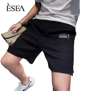 ESEA กางเกงขาสั้นลายสก๊อตผู้ชายหล่อบ้านตัวอักษรกางเกงขายาวทรงสูง