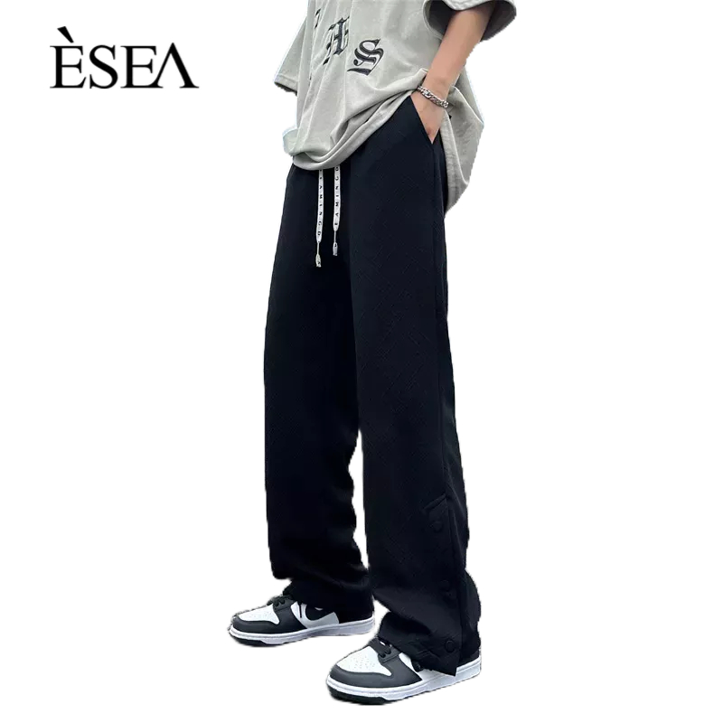 esea-กางเกงผู้ชาย-ขาตรง-อินเทรนด์-สีทึบ-กางเกงหลวม-อเนกประสงค์-หน้าอก-กางเกงลำลอง