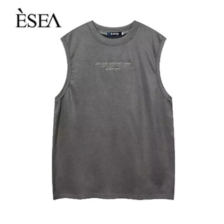 ESEA เสื้อกั๊กผู้ชายอินเทรนด์แบรนด์ฤดูร้อนผลิตภัณฑ์ใหม่พิมพ์หลวมผู้ชายกีฬาลําลอง